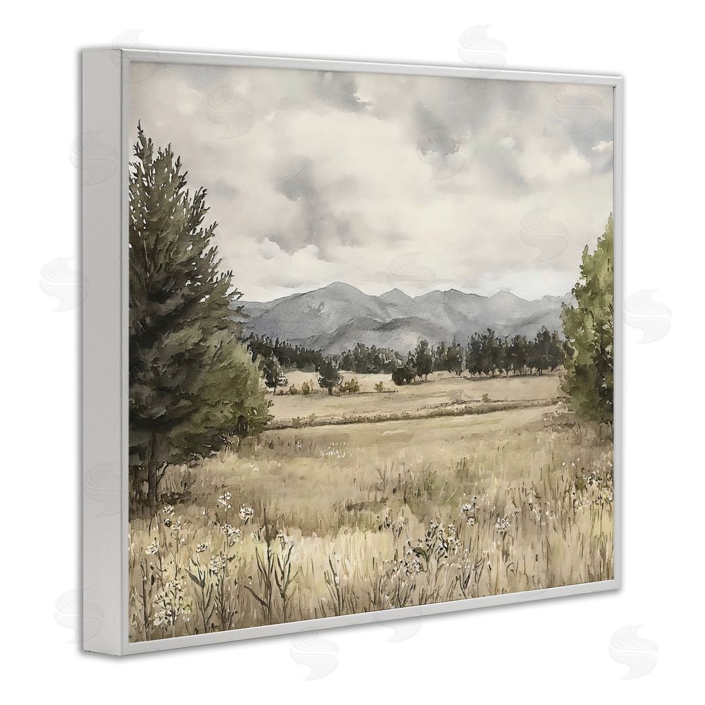 Riley B Muted Mountain Meadow White Framed Giclee Wall Art