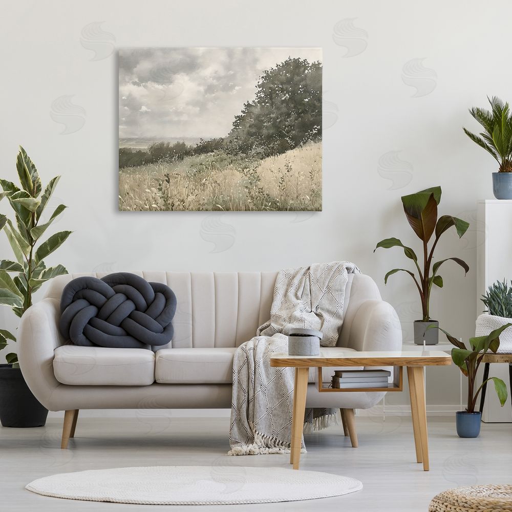 Riley B Soft & Subtle Meadow Landscape Stretched Canvas on Wall