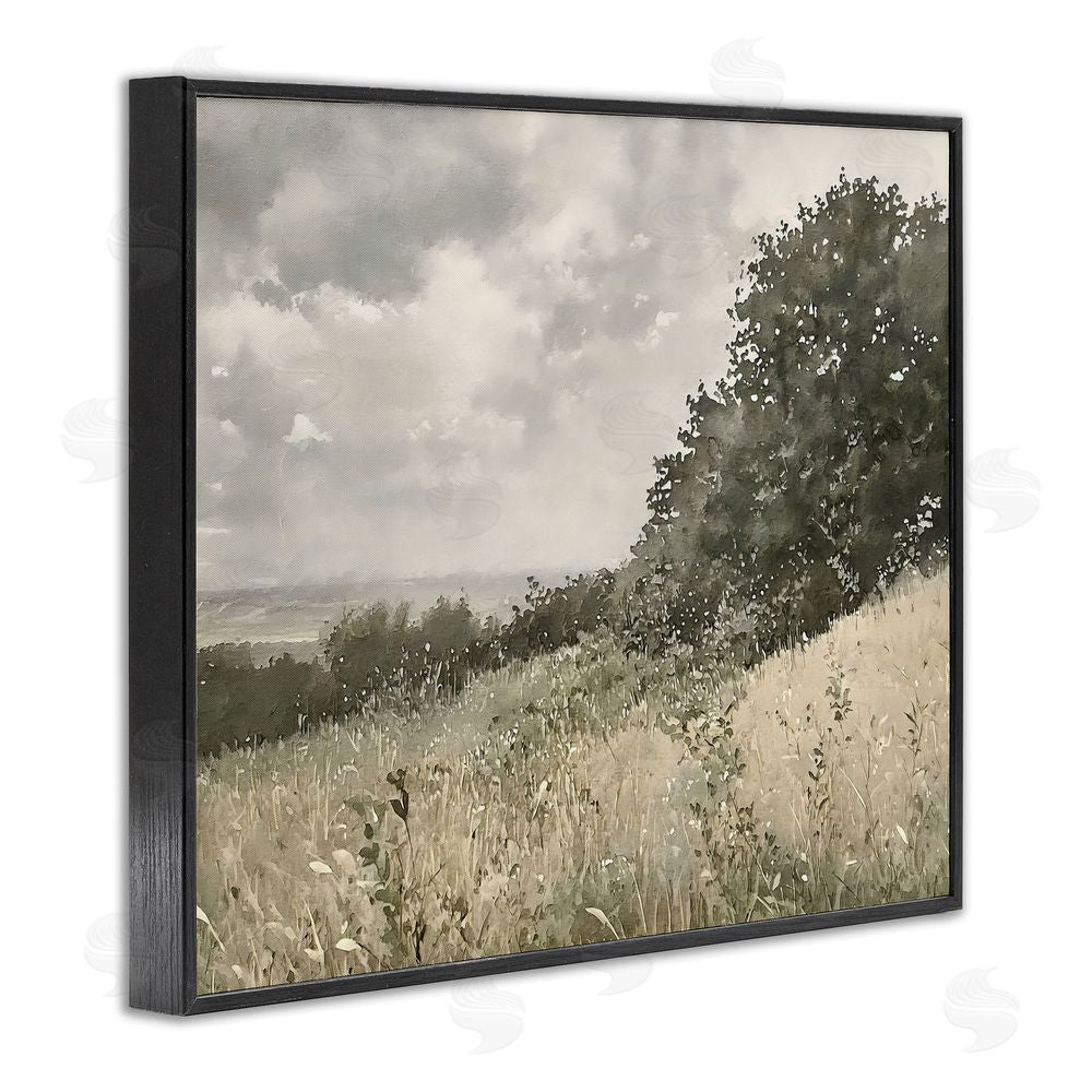 Riley B Soft & Subtle Meadow Landscape Black Framed Giclee Wall Art Print