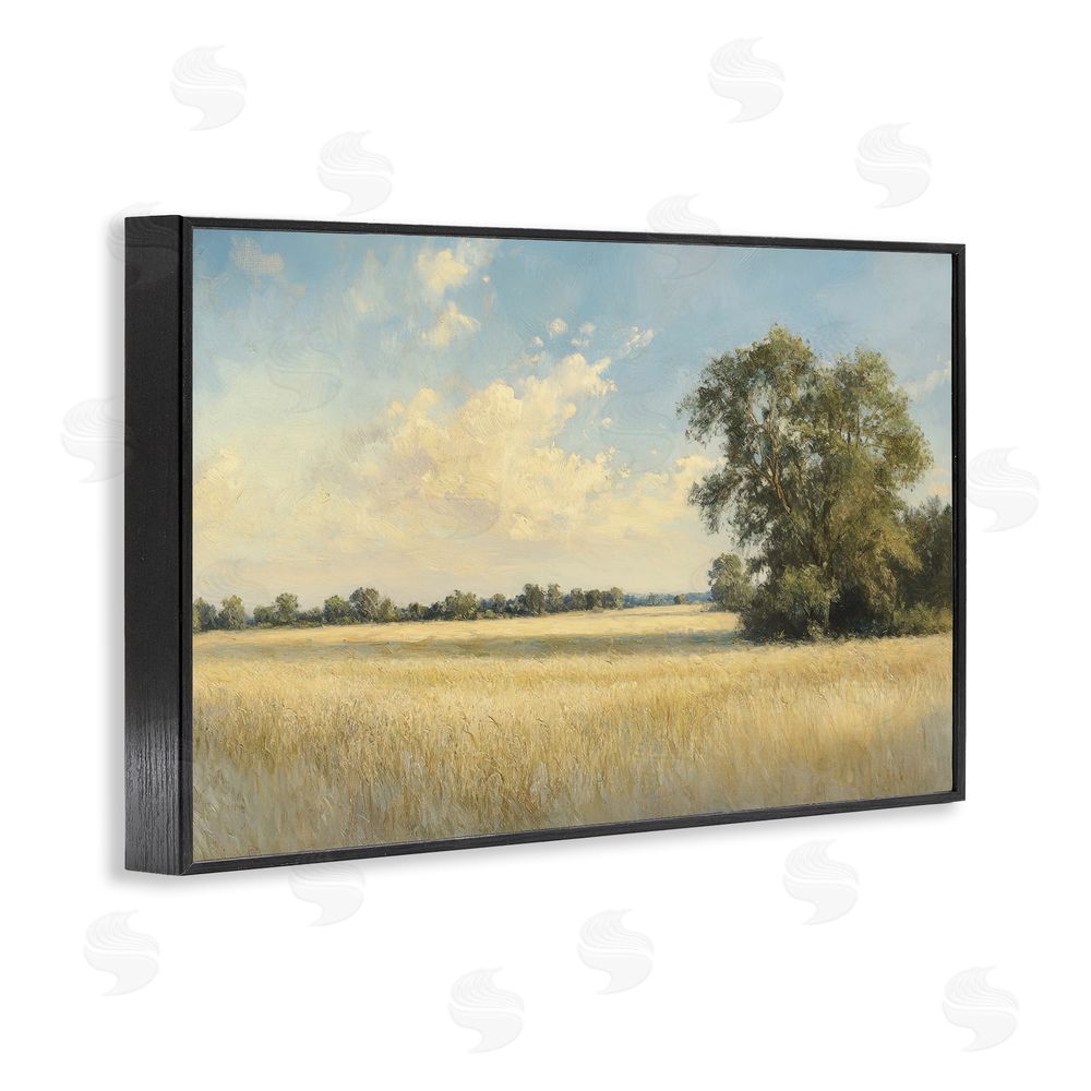 Petal Prints Design Serene Wheat Field at Noon Black Framed Giclee Wall Art Print