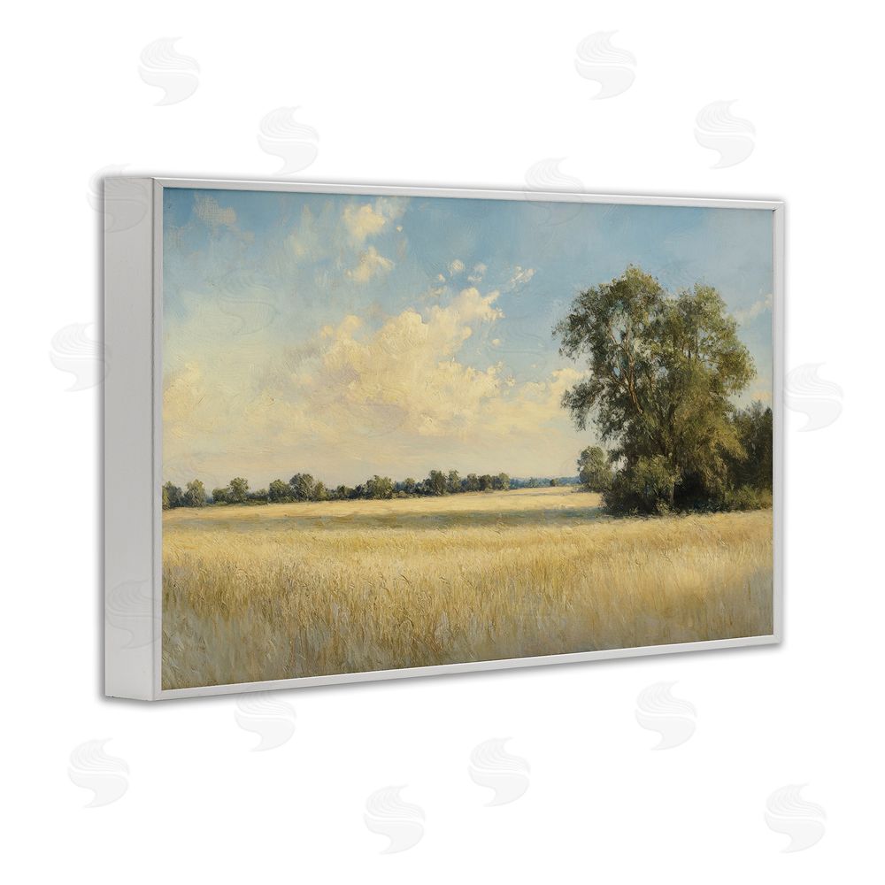 Petal Prints Design Serene Wheat Field at Noon White Framed Giclee Wall Art Print