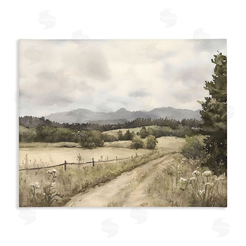 Riley B Muted Meadow Lane Stretched Canvas Wall Art
