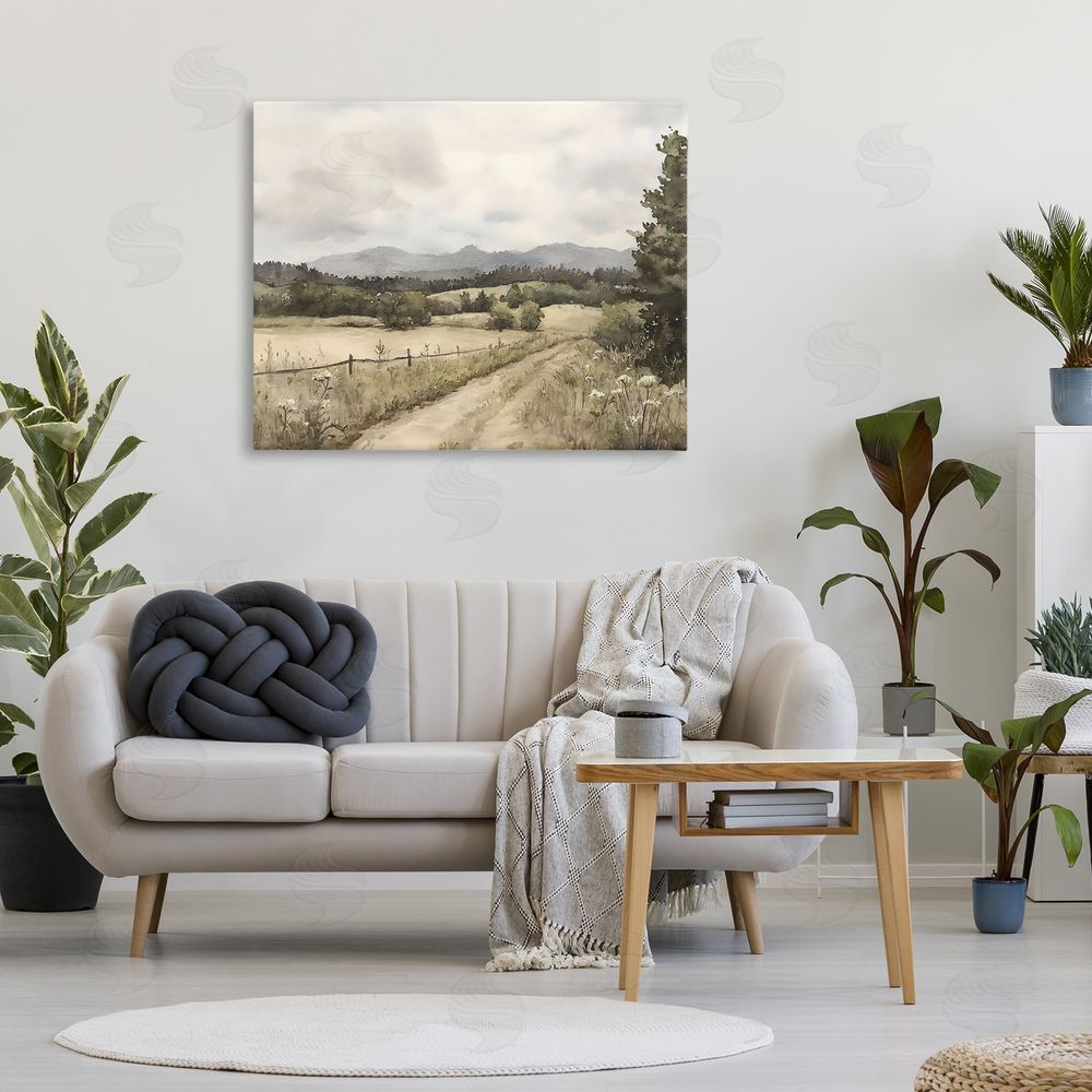 Riley B Muted Meadow Lane Stretched Canvas Wall Art in Room