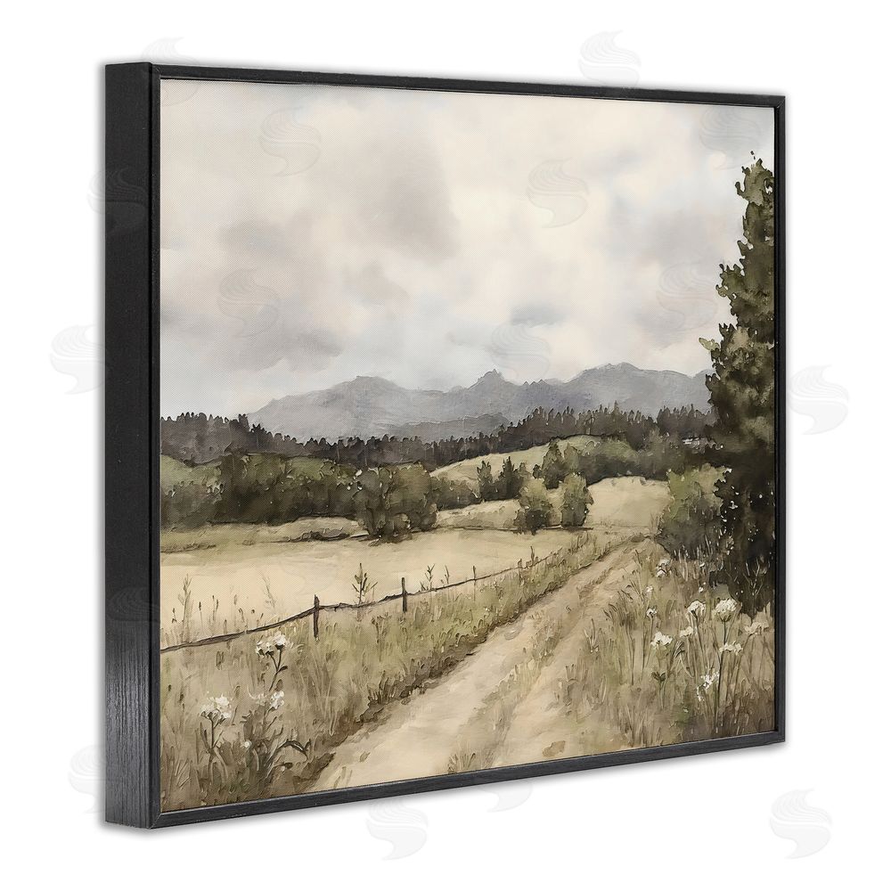 Riley B Muted Meadow Lane Black Framed Giclee Wall Art