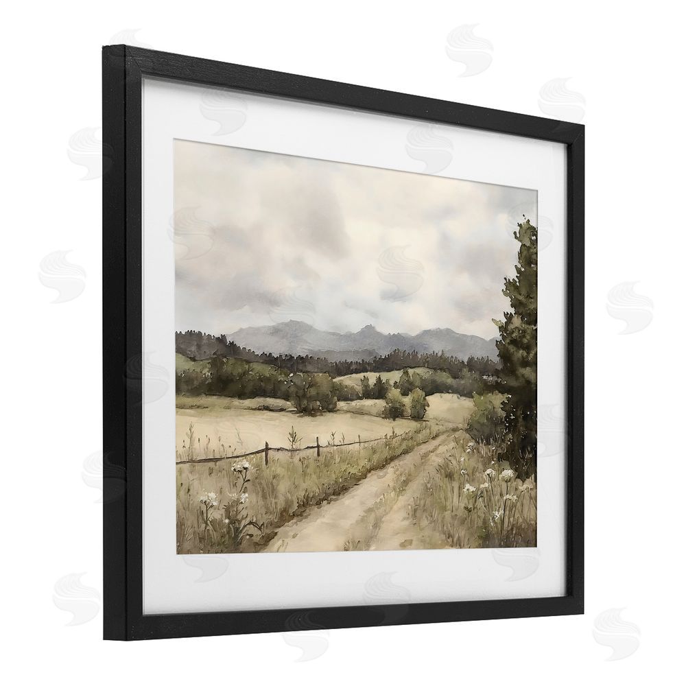 Riley B Muted Meadow Lane Black Framed Print Under Glass Wall Art