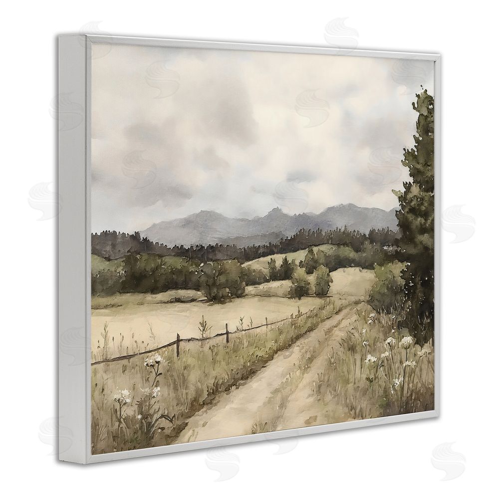 Riley B Muted Meadow Lane White Framed Giclee Wall Art
