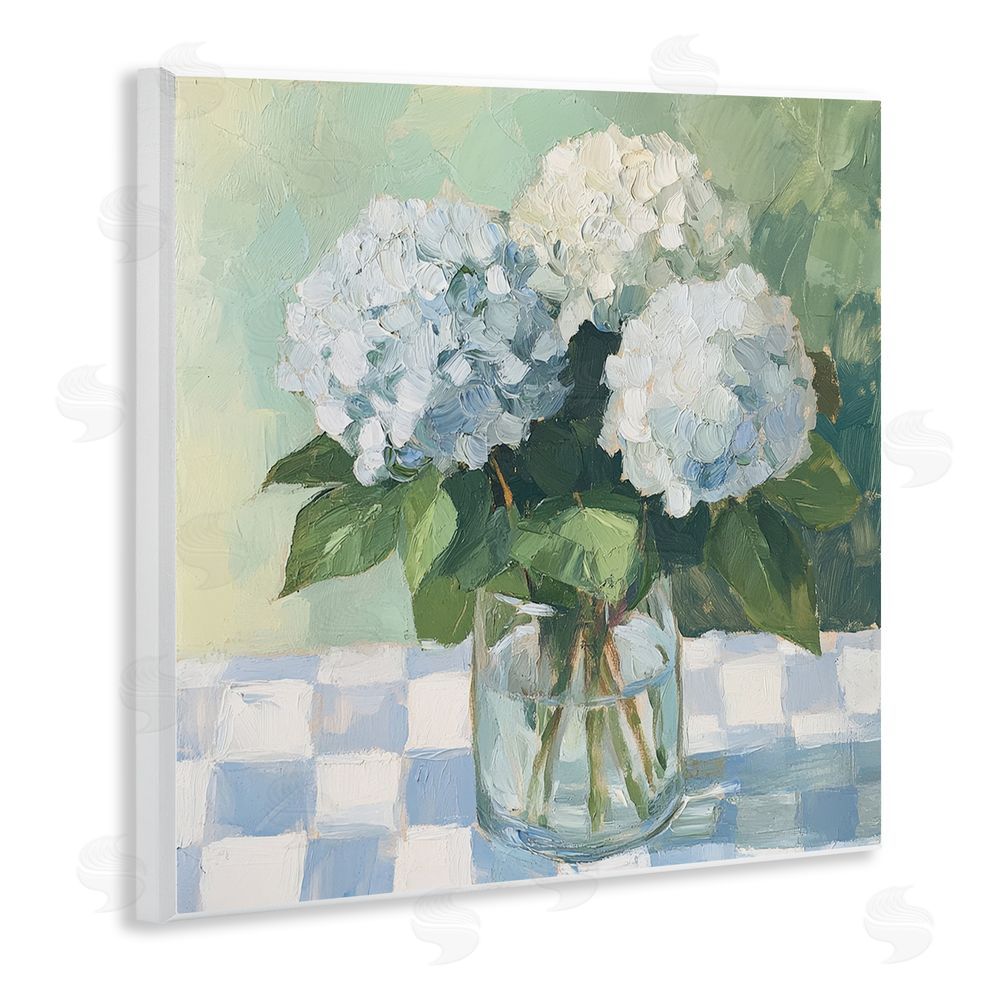 Petal Prints Design Hydrangea Picnic on Checkered Wall Plaque Home Decor Art Print