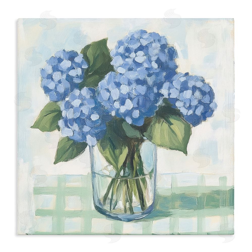 Petal Prints Design Quaint Picnic Hydrangeas Stretched Canvas Wall Art