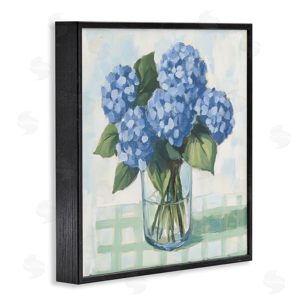 Petal Prints Design Quaint Picnic Hydrangeas Black Framed Giclee Wall Art