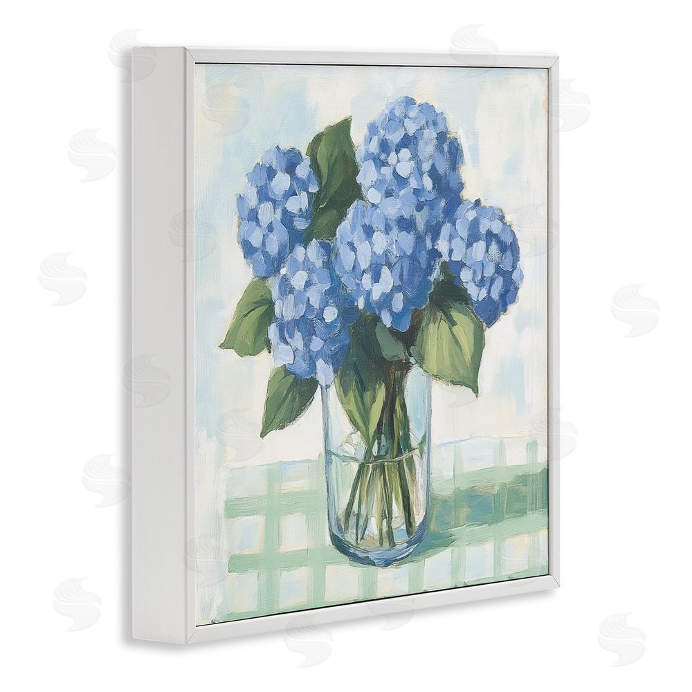 Petal Prints Design Quaint Picnic Hydrangeas White Framed Giclee Wall Art