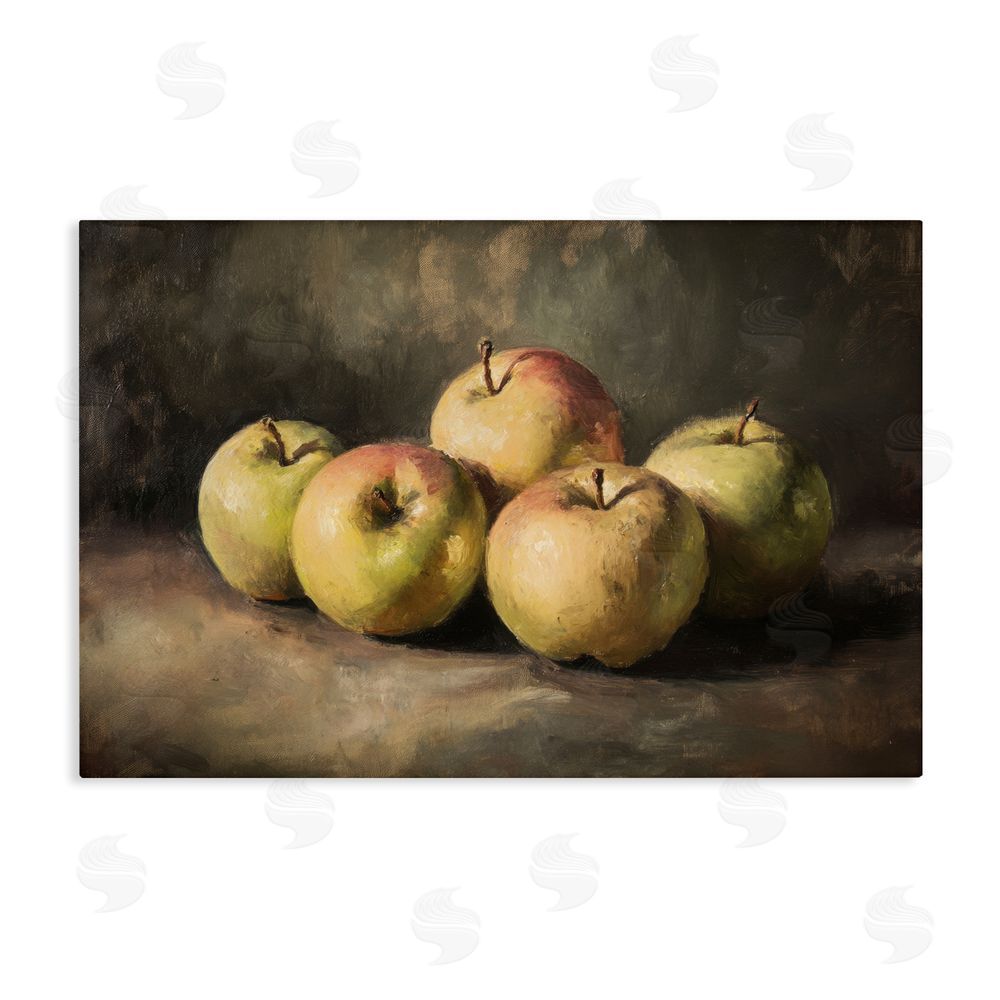 Petal Prints Design Apples in Soft Shadow Stretched Canvas Wall Art Print