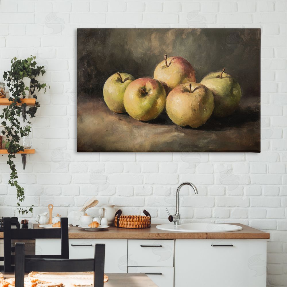 Petal Prints Design Apples in Soft Shadow Stretched Canvas Wall Art Print in Room