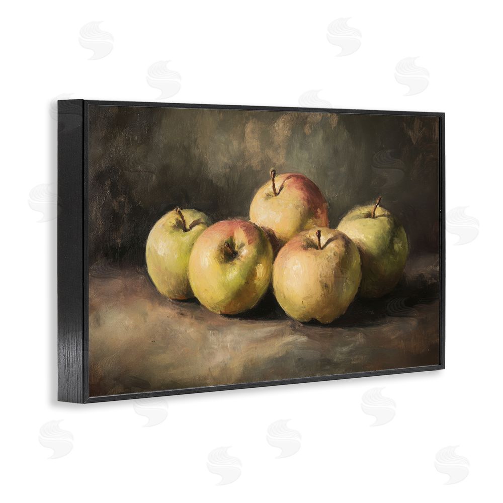 Petal Prints Design Apples in Soft Shadow Black Framed Giclee Wall Art Print
