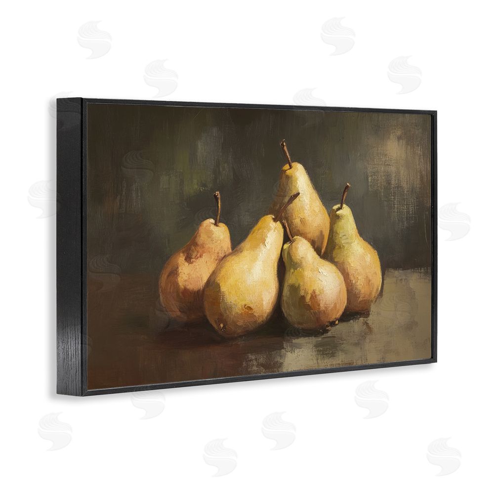 Petal Prints Design Golden Pears Still Life Black Framed Giclee Wall Art