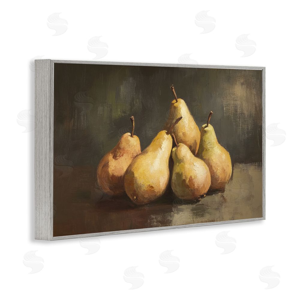 Petal Prints Design Golden Pears Still Life Gray Framed Giclee Wall Art