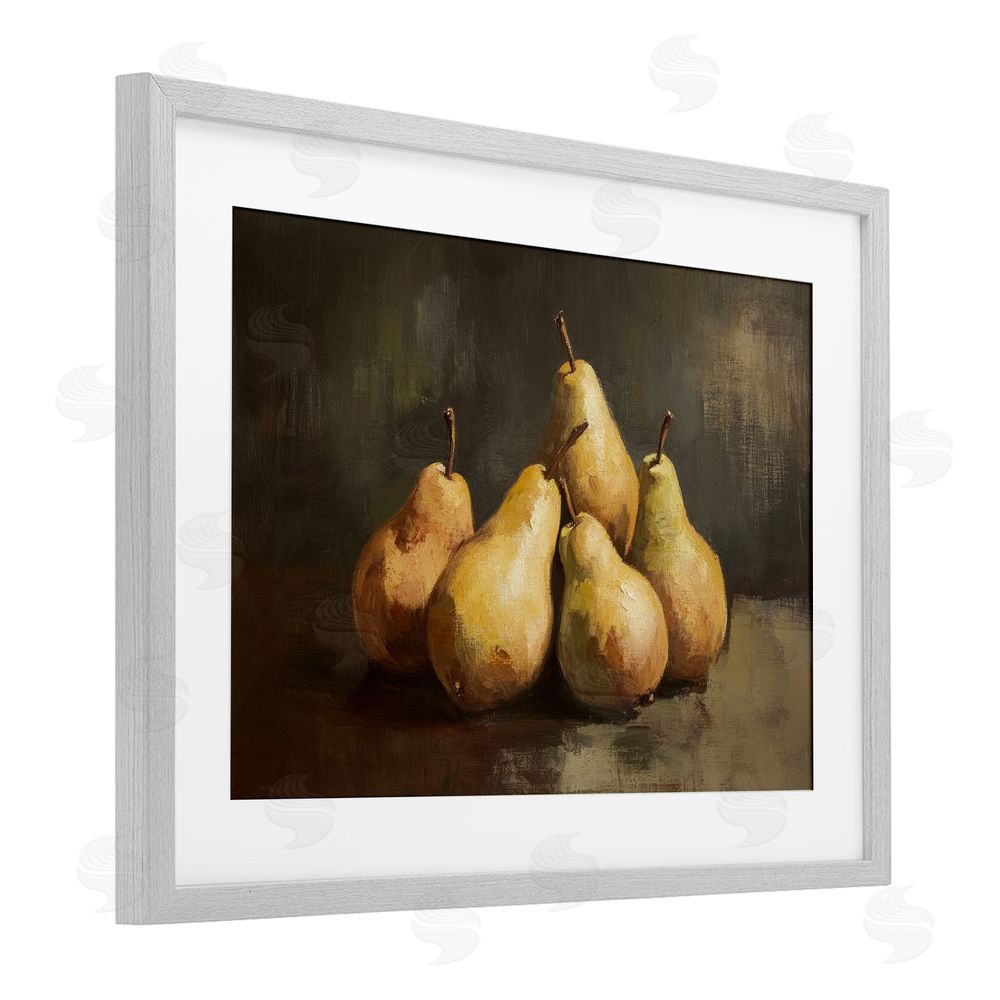 Petal Prints Design Golden Pears Still Life Gray Framed Print Under Glass Wall Art