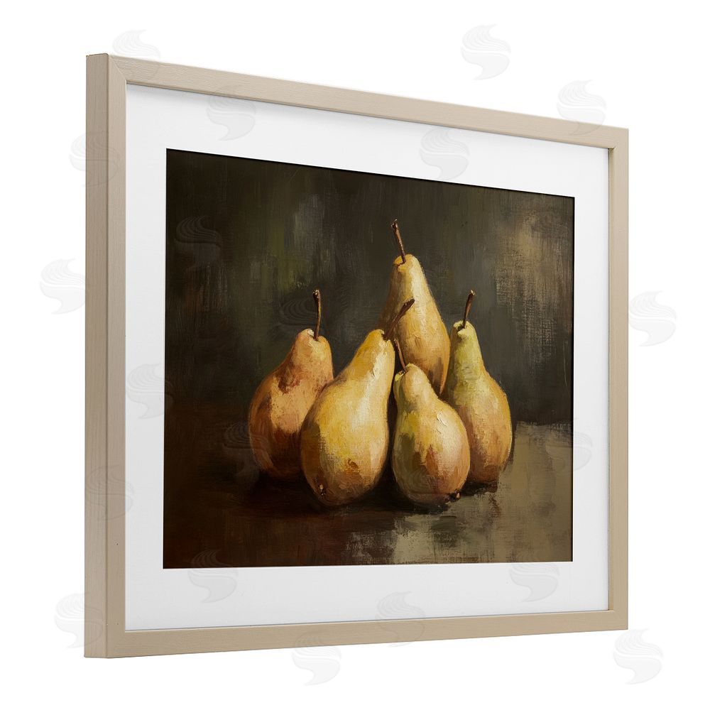 Petal Prints Design Golden Pears Still Life Brown Framed Print Under Glass Wall Art