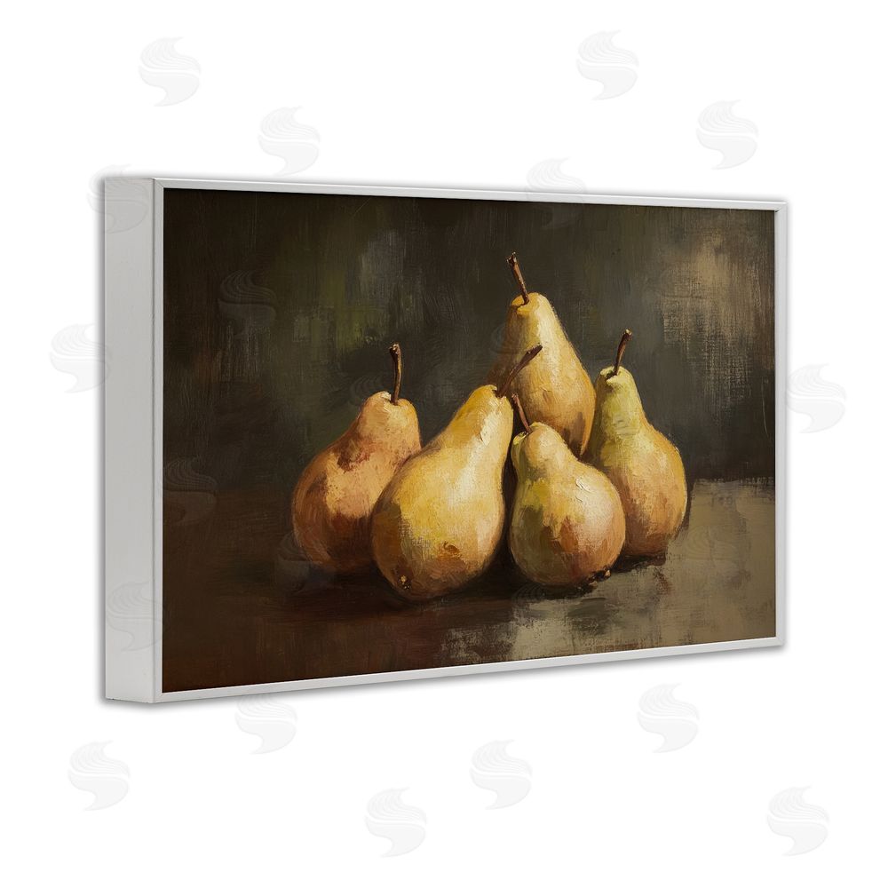 Petal Prints Design Golden Pears Still Life White Framed Giclee Wall Art