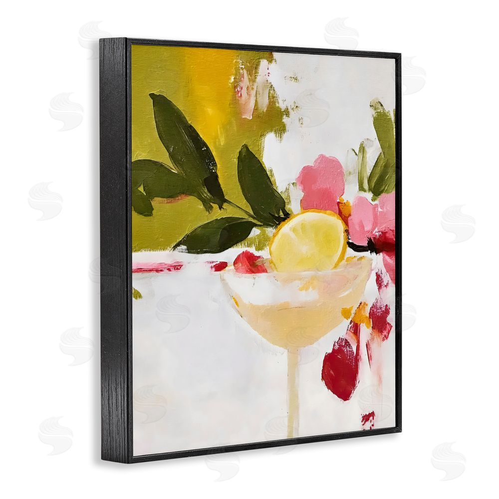 Riley B Red & Pink with Lemons Black Framed Giclee Wall Art