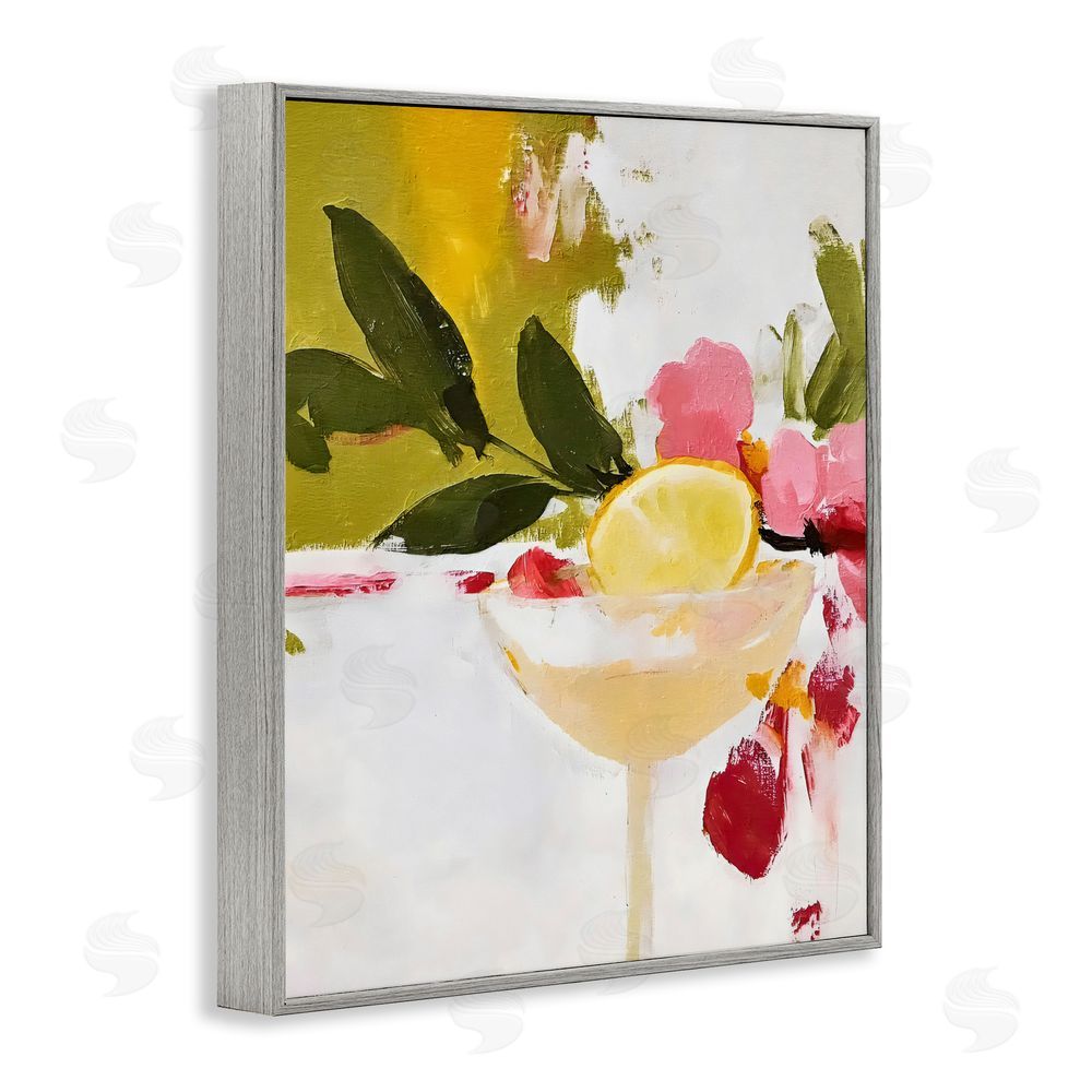 Riley B Red & Pink with Lemons Gray Framed Giclee Wall Art