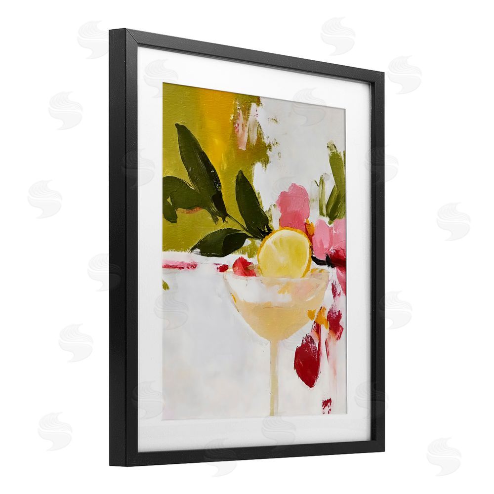 Riley B Red & Pink with Lemons Black Framed Print Under Glass Wall Art