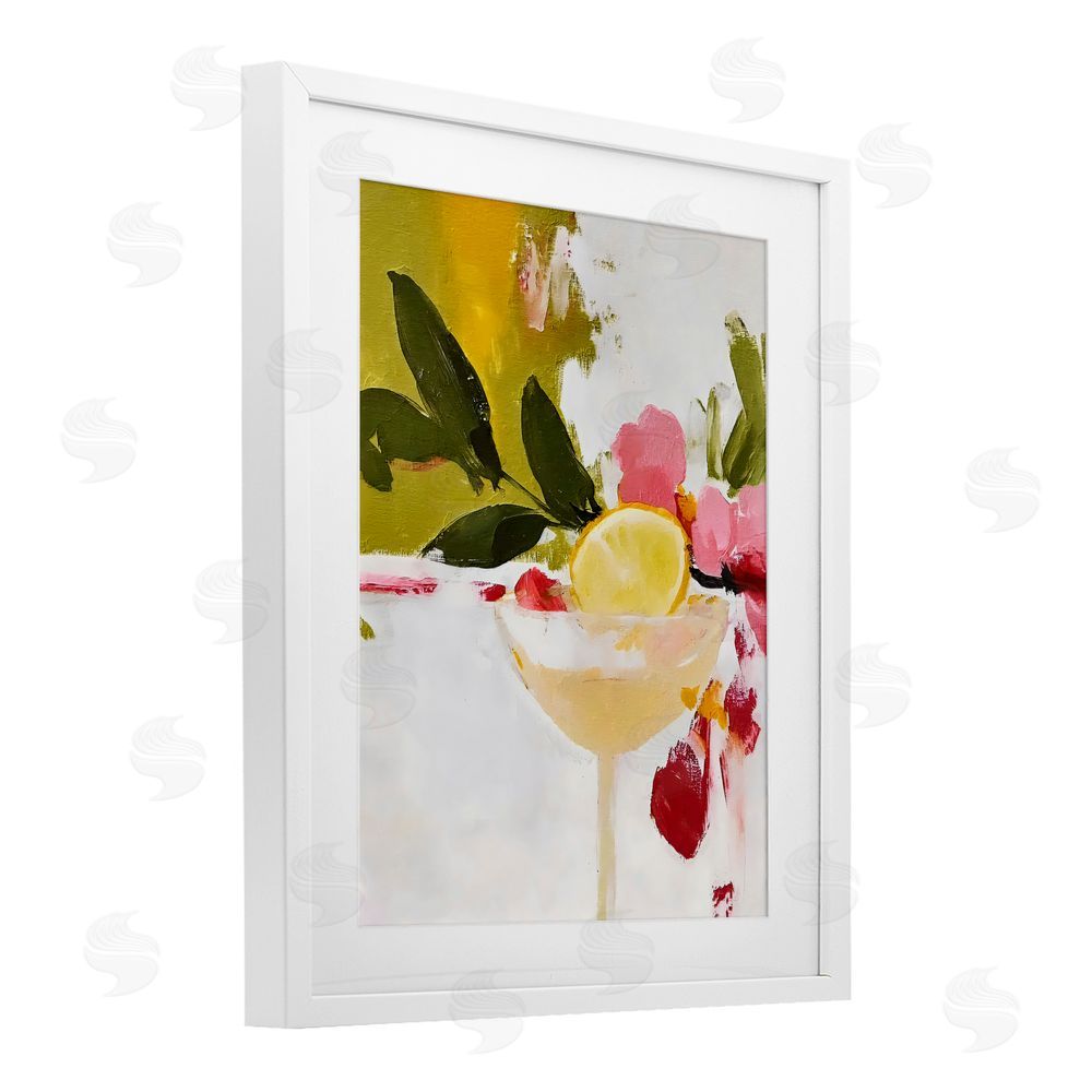 Riley B Red & Pink with Lemons White Framed Print Under Glass Wall Art