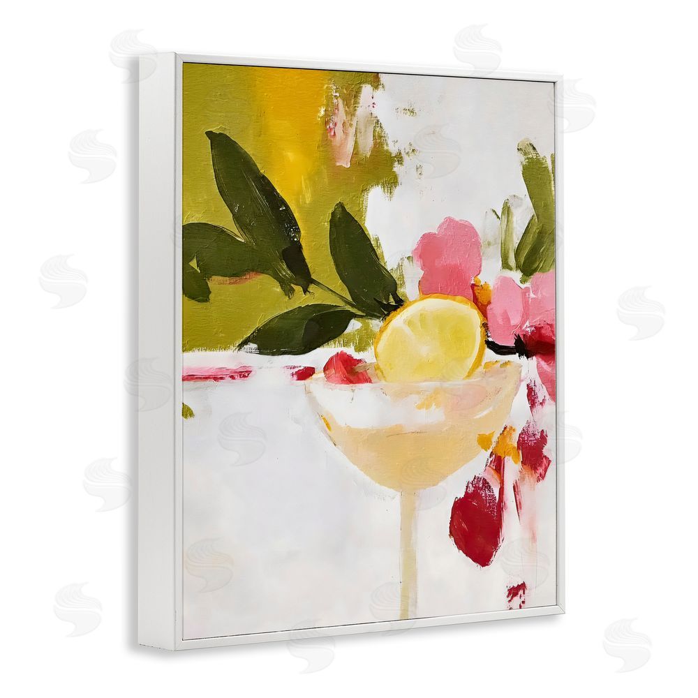 Riley B Red & Pink with Lemons White Framed Giclee Wall Art