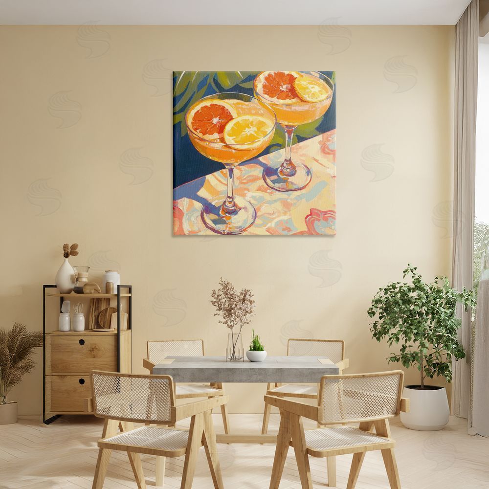 Petal Prints Design Fruity Summer Cocktails Stretched Canvas Wall Art in Room