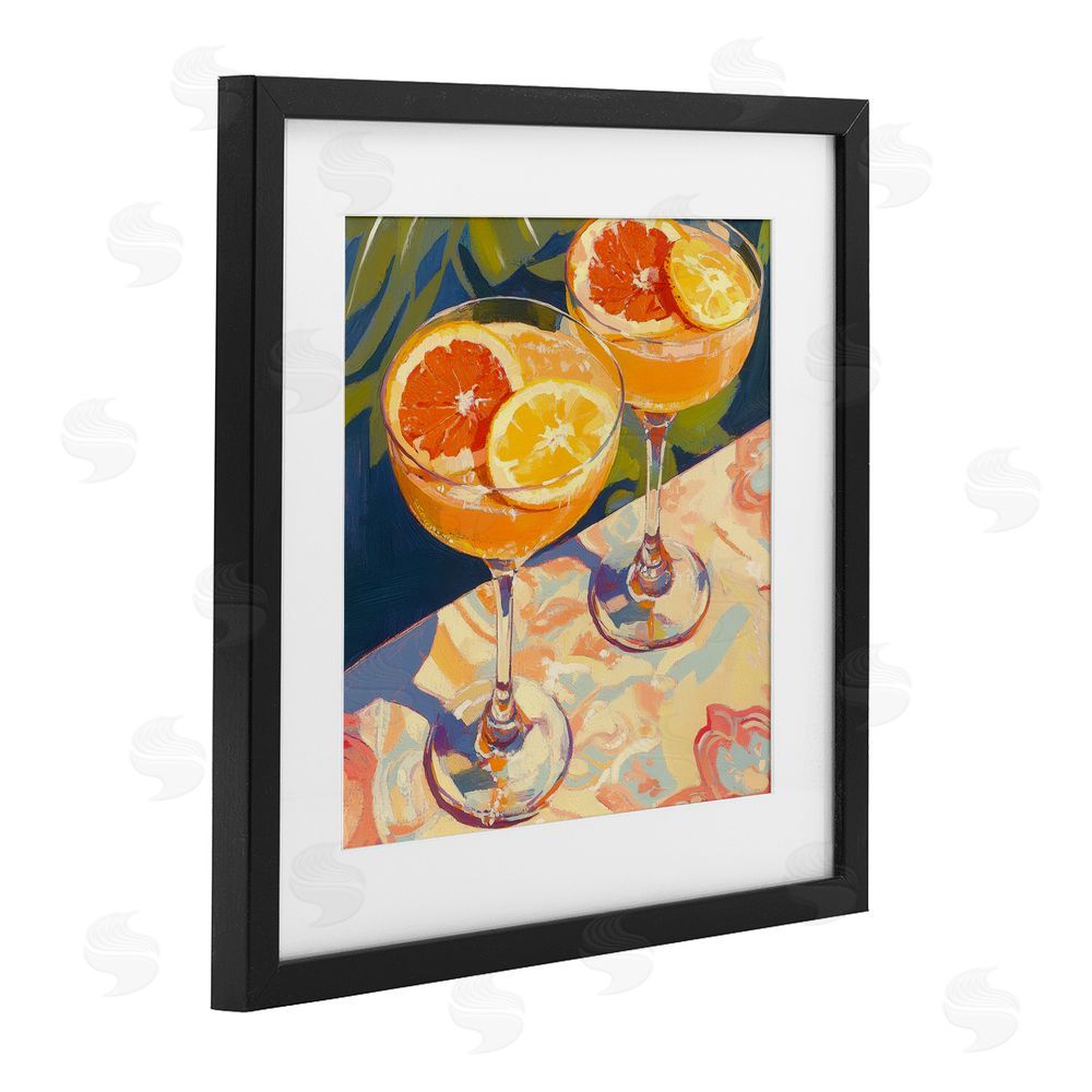 Petal Prints Design Fruity Summer Cocktails Black Framed Print Under Glass Wall Art