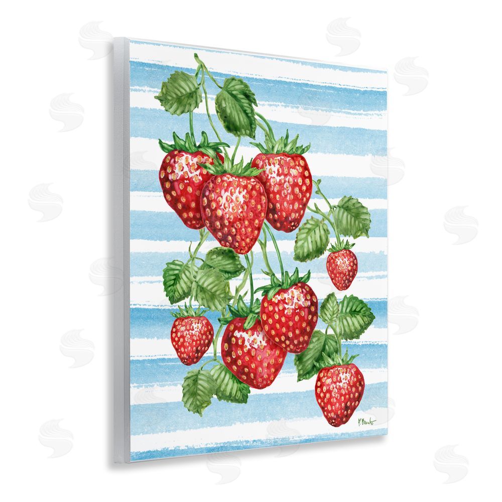 Paul Brent Juicy Strawberry Vine on Stripes Wall Plaque Home Decor Art Print