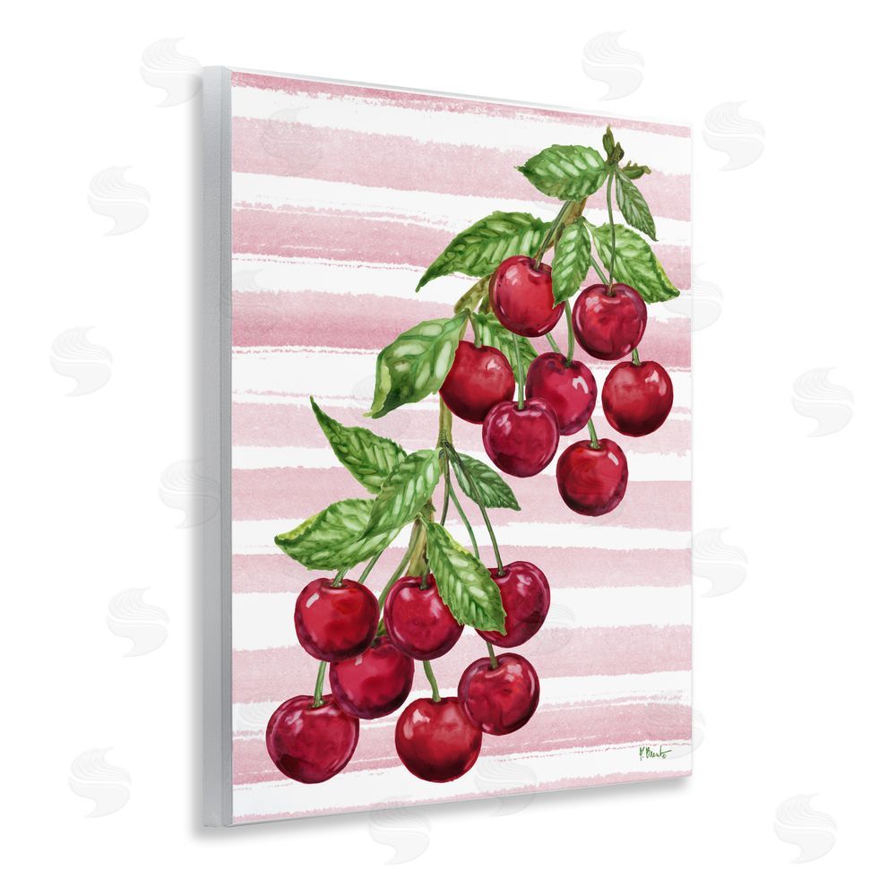 Paul Brent Juicy Cherry Vine on Stripes Wall Plaque Home Decor Art Print