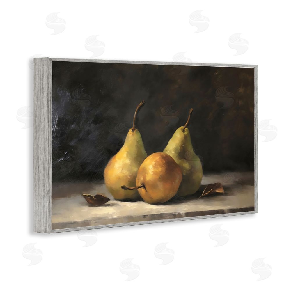 Creative Studio Three Pears on Marble Gray Framed Giclee Wall Art Print