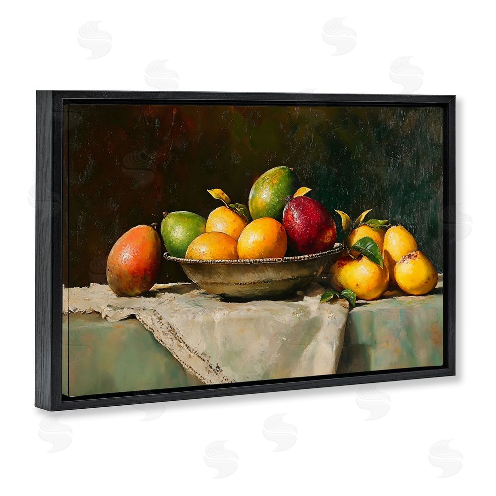 Creative Studio Fancy Table Fruit Arrangement Black Floating Framed Canvas Wall Art