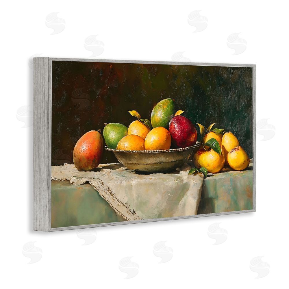 Creative Studio Fancy Table Fruit Arrangement Gray Framed Giclee Wall Art