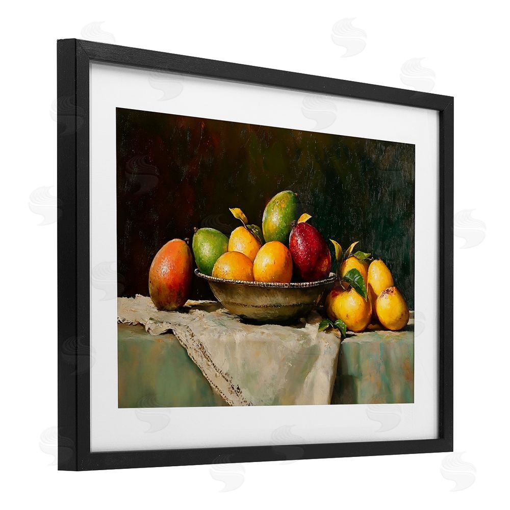 Creative Studio Fancy Table Fruit Arrangement Black Framed Print Under Glass Wall Art