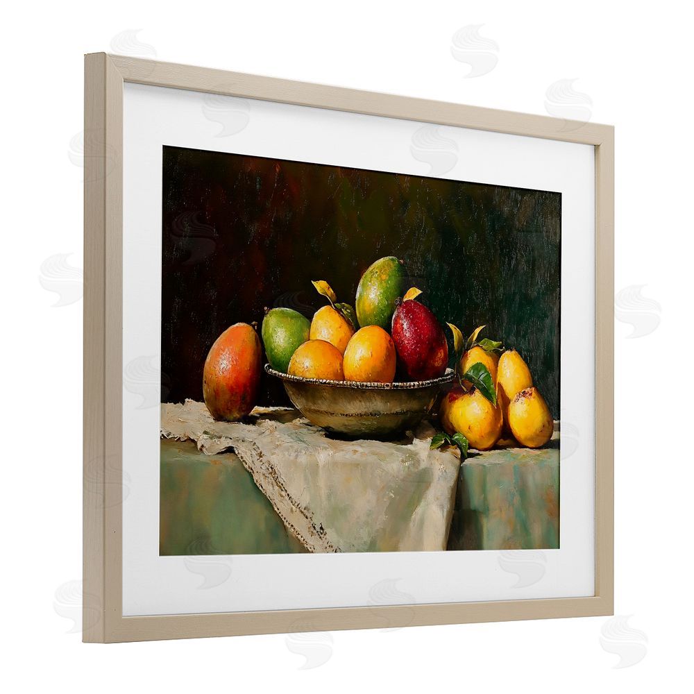 Creative Studio Fancy Table Fruit Arrangement Brown Framed Print Under Glass Wall Art