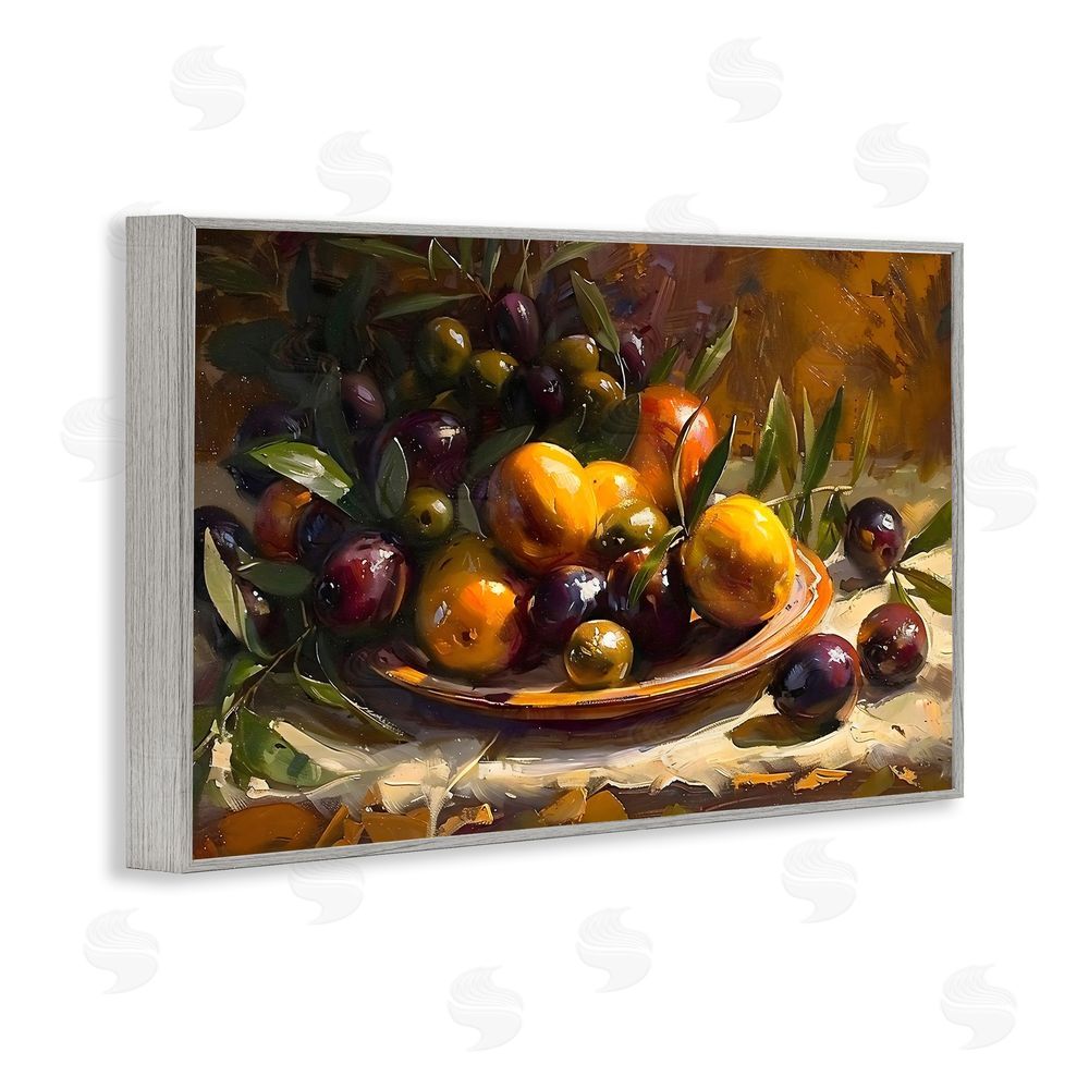 Creative Studio Array of Olives & Citrus Gray Framed Giclee Wall Art Print