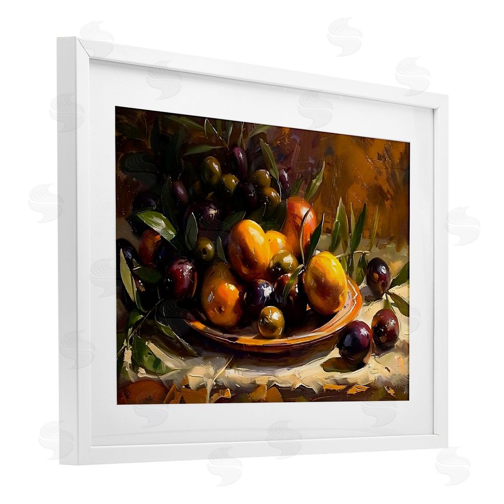 Creative Studio Array of Olives & Citrus White Framed Print Under Glass with Matting Wall Art