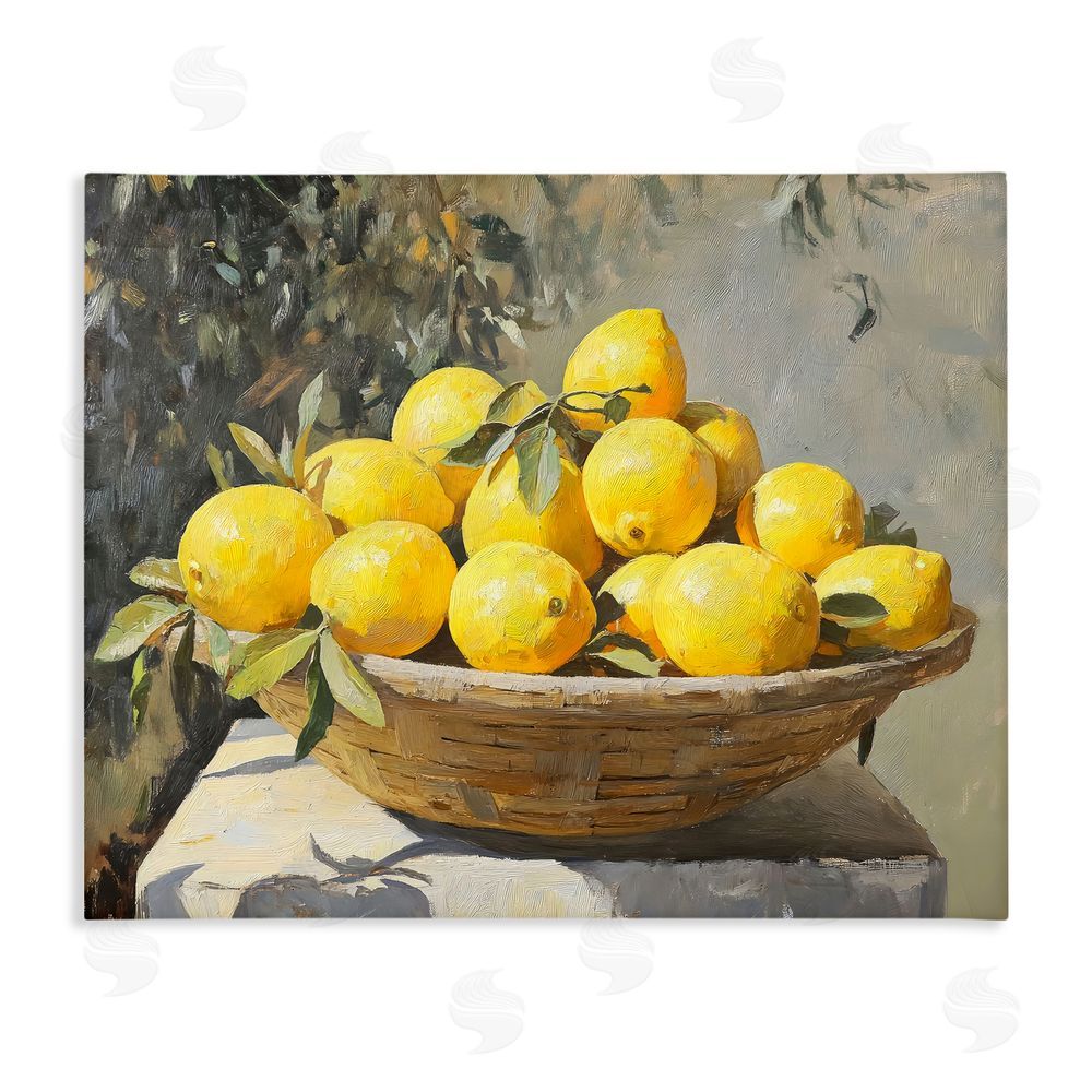 Creative Studio Basket of Lemons in Sunlight Stretched Canvas Wall Art Print