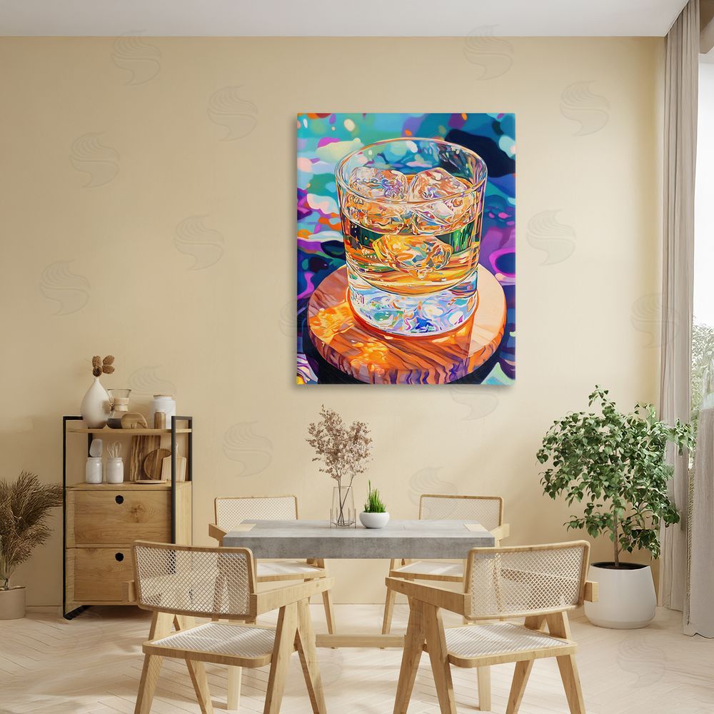 Creative Studio Ice Cold Glass Reflections Stretched Canvas Wall Art in Room
