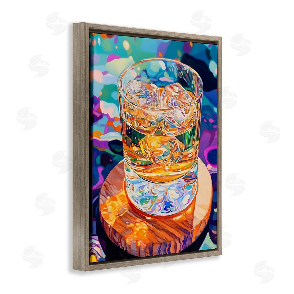 Creative Studio Ice Cold Glass Reflections Brown Floating Framed Canvas Wall Art