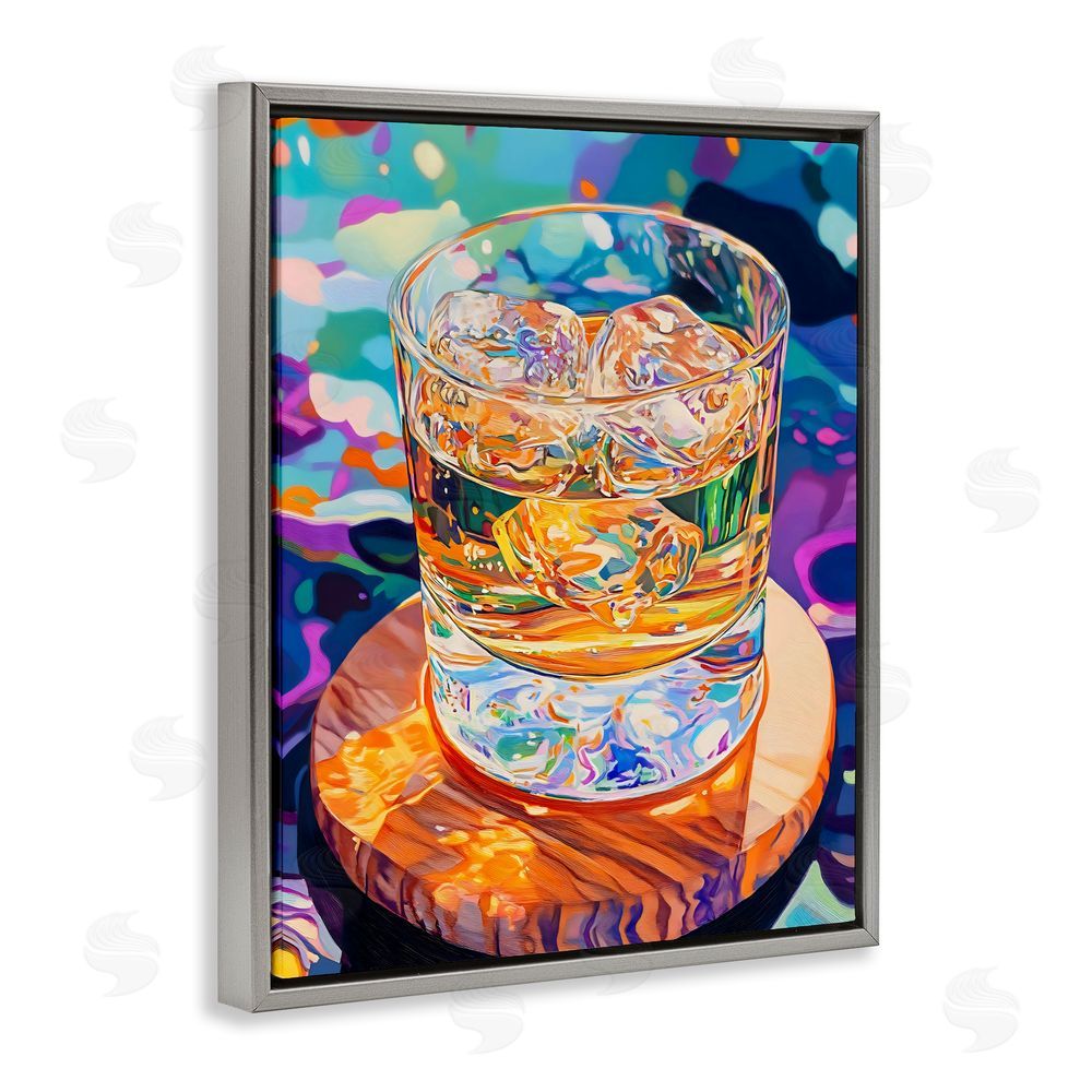 Creative Studio Ice Cold Glass Reflections Gray Floating Framed Canvas Wall Art