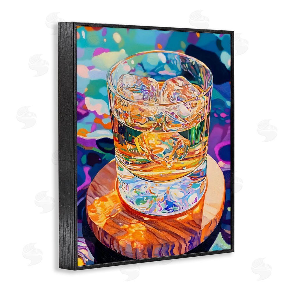 Creative Studio Ice Cold Glass Reflections Black Framed Giclee Wall Art
