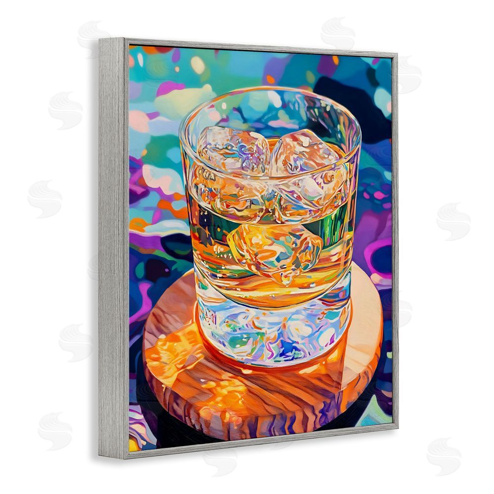 Creative Studio Ice Cold Glass Reflections Gray Framed Giclee Wall Art