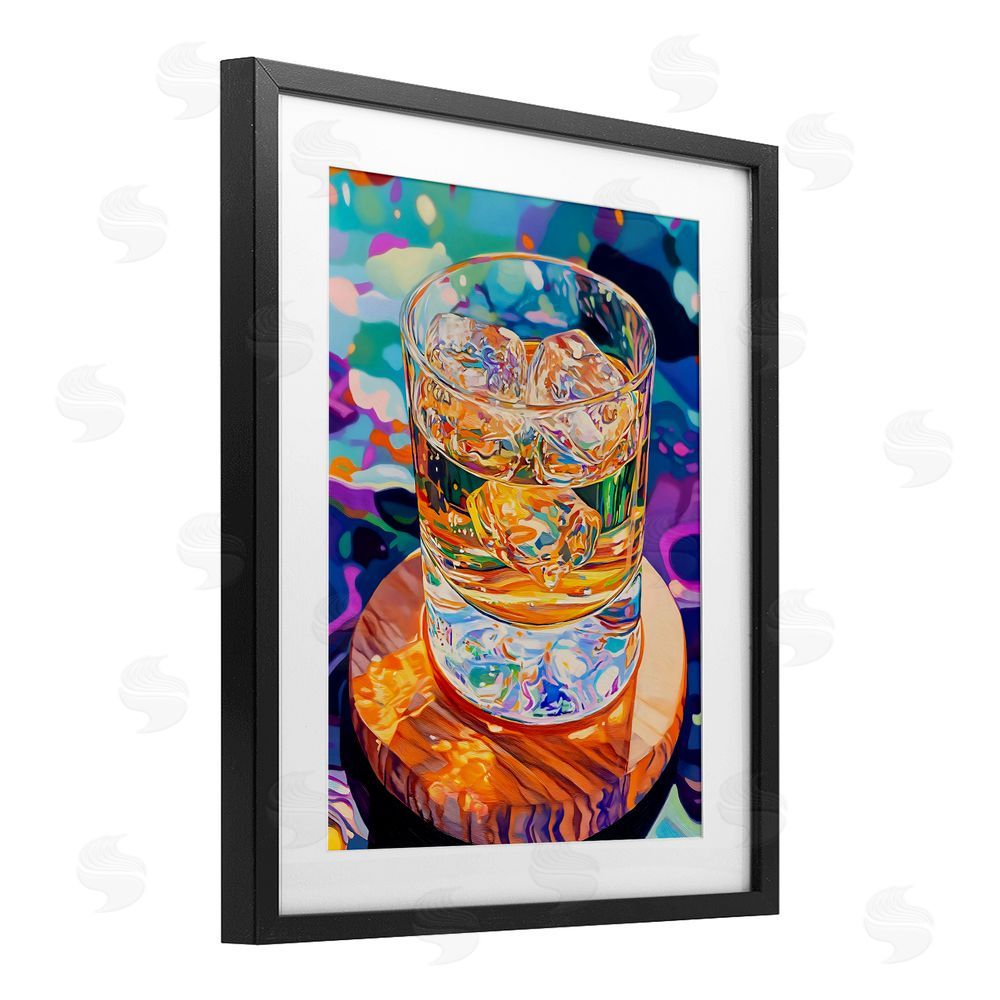 Creative Studio Ice Cold Glass Reflections Black Framed Print Under Glass Wall Art