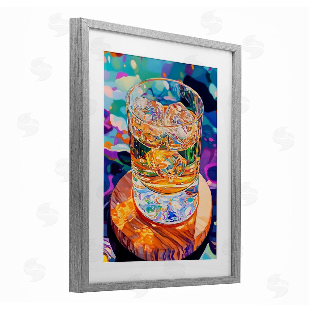 Creative Studio Ice Cold Glass Reflections Gray Framed Print Under Glass Wall Art