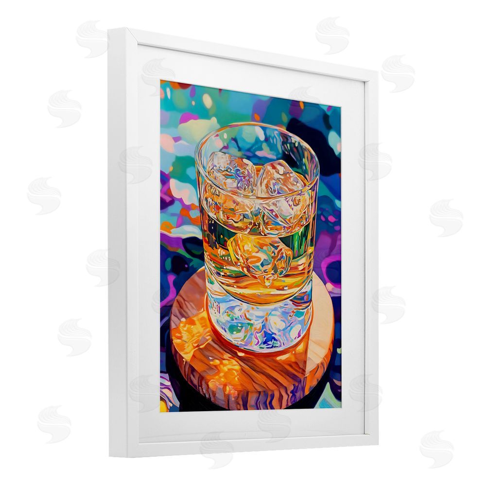 Creative Studio Ice Cold Glass Reflections White Framed Print Under Glass Wall Art