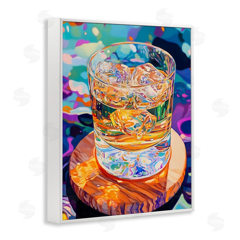 Creative Studio Ice Cold Glass Reflections White Framed Giclee Wall Art