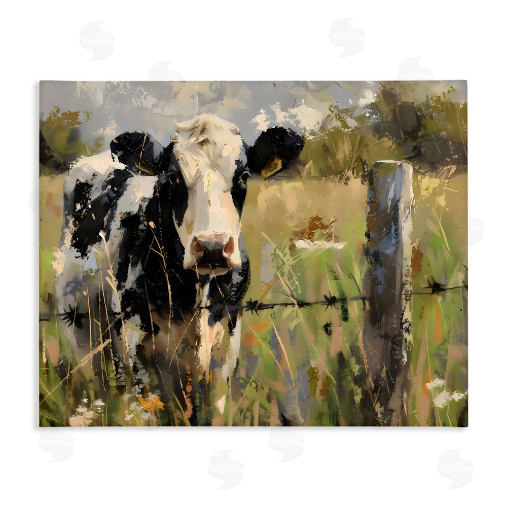 Creative Studio Cow in Summer Pasture Stretched Canvas Wall Art