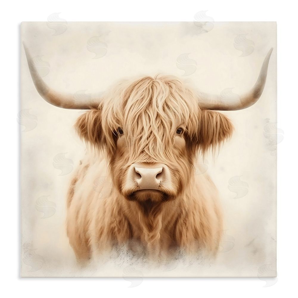 Creative Studio Dreamy Fluffy Highland Portrait Stretched Canvas Wall Art